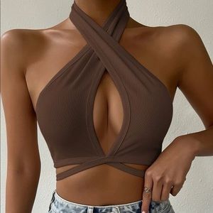 Brown cross tie top